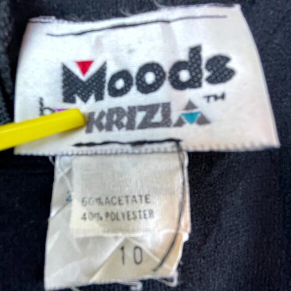 Vintage Moods by Krizia Shift Dress Womens 10 Black 80s Mod Minimalist Sleek - Picture 3 of 6